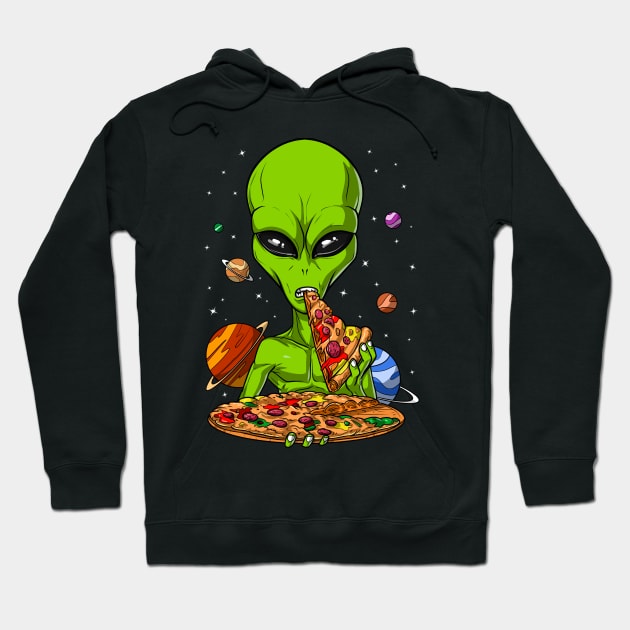 Alien Eating Pizza Hoodie by underheaven